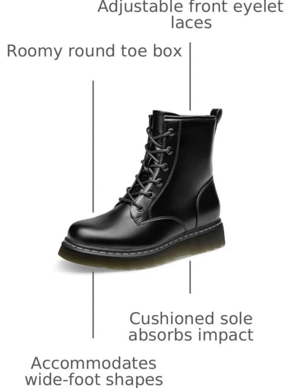 Stylish Lace-Up Low Platform Combat Ankle Boots for Women - Trendy & Comfortable